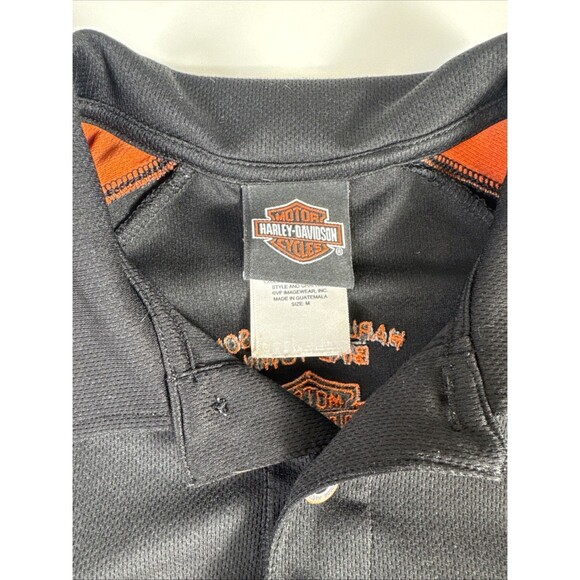 Harley-Davidson Polo Shirt Black Orange Gray Short Sleeve BikeTown Youngstown OH - Picture 2 of 10